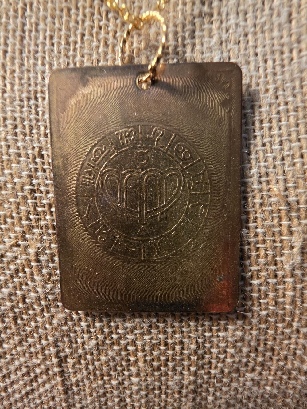 Aurum Tablet With Alchemical Symbols. Pendent